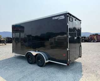 Thumbnail Photo of 2027 Royal 7x16 Enclosed Cargo Trailer V Nose Ramp Door Black 7700lb GVW Extra Height (GSR)