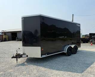 Thumbnail Photo of 2027 Royal 7x16 Enclosed Cargo Trailer V Nose Ramp Door Black 7700lb GVW Extra Height (GSR)