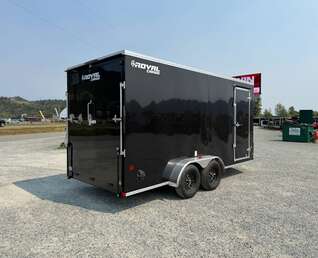 Thumbnail Photo of 2027 Royal 7x16 Enclosed Cargo Trailer V Nose Ramp Door Black 7700lb GVW Extra Height (GSR)
