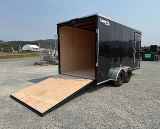 Thumbnail Photo of 2027 Royal 7x16 Enclosed Cargo Trailer V Nose Ramp Door Black 7700lb GVW Extra Height (GSR)