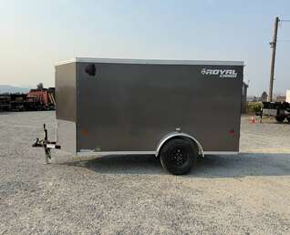 Thumbnail Photo of 2026 Royal Cargo 5x10 Cargo Enclosed Trailer V Nose Ramp Door Charcoal Grey Side Door (GSR)