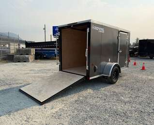 Thumbnail Photo of 2026 Royal Cargo 5x10 Cargo Enclosed Trailer V Nose Ramp Door Charcoal Grey Side Door (GSR)
