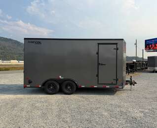 Thumbnail Photo of 2027 Royal Cargo 8.5X16 V NOSE Cargo / Enclosed Trailer Charcoal Grey w/ BLACKOUT PKG RAMP DOOR EXTRA HEIGHT 11,400LB GVW (GSR)