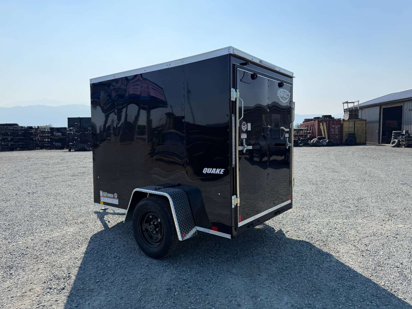 Photo of 2027 Impact 5x8 Quake V Nose Cargo Enclosed Trailer Ramp Door Black 2990lb GVW