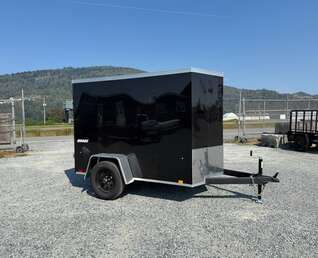 Thumbnail Photo of 2027 Impact 5x8 Quake V Nose Cargo Enclosed Trailer Ramp Door Black 2990lb GVW