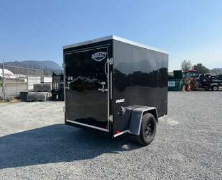 Thumbnail Photo of 2027 Impact 5x8 Quake V Nose Cargo Enclosed Trailer Ramp Door Black 2990lb GVW