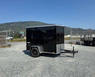 Thumbnail Photo of 2027 Impact 5x8 Quake V Nose Cargo Enclosed Trailer Ramp Door Black 2990lb GVW