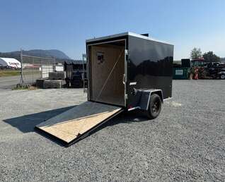 Thumbnail Photo of 2027 Impact 5x8 Quake V Nose Cargo Enclosed Trailer Ramp Door Black 2990lb GVW