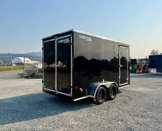Thumbnail Photo of 2027 Royal Cargo 7X14 V Nose 7700LB GVW BARN DOORS Gloss Black Enclosed Cargo Trailer Extra Tall