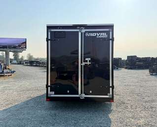 Thumbnail Photo of 2027 Royal Cargo 7X14 V Nose 7700LB GVW BARN DOORS Gloss Black Enclosed Cargo Trailer Extra Tall