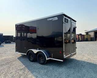 Thumbnail Photo of 2027 Royal Cargo 7X14 V Nose 7700LB GVW BARN DOORS Gloss Black Enclosed Cargo Trailer Extra Tall
