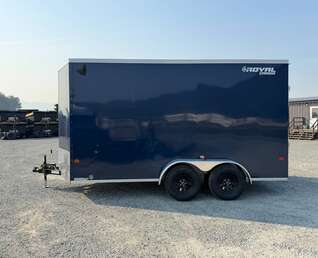 Thumbnail Photo of 2027 Royal Cargo 7X14 V Nose 7700LB GVW RAMP DOOR Blue Enclosed Cargo Trailer Extra Tall (GSR)