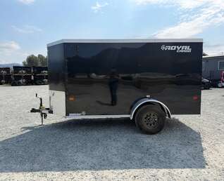 Thumbnail Photo of 2027 Royal Cargo 5x10 Enclosed Cargo Trailer V Nose Gloss Black Ramp Door 2990lb GVW (GSR)