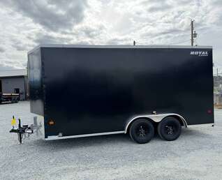 Thumbnail Photo of Pre Owned Used 2026 Royal 7.5X16 V-NOSE RAMP DOOR EXTRA HEIGHT Cargo / Enclosed Trailer Black 7700lb GVW