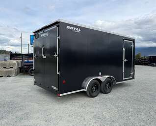 Thumbnail Photo of Pre Owned Used 2026 Royal 7.5X16 V-NOSE RAMP DOOR EXTRA HEIGHT Cargo / Enclosed Trailer Black 7700lb GVW