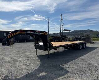 Thumbnail Photo of 2027 Southland 32' Gooseneck Equipment Flat Deck Trailer 38,000lbs w/ 12' Hydraulic Dovetail