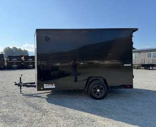 Thumbnail Photo of 2027 Impact Quake 7x12 V Nose Cargo / Enclosed Trailer / Black Polycor Exterior / 5000lb GVW Brake Axle w/ Ramp Door