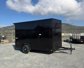 Thumbnail Photo of 2027 Impact Quake 7x12 V Nose Cargo / Enclosed Trailer / Black Polycor Exterior / 5000lb GVW Brake Axle w/ Ramp Door