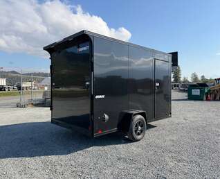 Thumbnail Photo of 2027 Impact Quake 7x12 V Nose Cargo / Enclosed Trailer / Black Polycor Exterior / 5000lb GVW Brake Axle w/ Ramp Door
