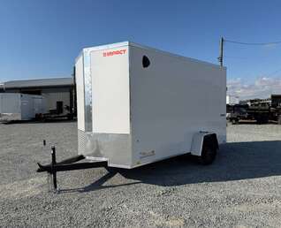 Thumbnail Photo of 2027 Impact Quake 6x12 V Nose Cargo / Enclosed Trailer / Polycor White Exterior / Ramp Door Extra Height 2990lb GVW