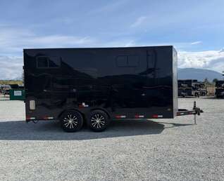Thumbnail Photo of 2027 Royal 8.5x16 V Nose Cargo Enclosed Trailer Camping Package Black w/ Blackout Pkg, Insulated, Ramp Door, White Walls, 2x Windows, Polycor & More!