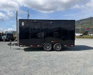 Thumbnail Photo of 2027 Royal 8.5x16 V Nose Cargo Enclosed Trailer Camping Package Black w/ Blackout Pkg, Insulated, Ramp Door, White Walls, 2x Windows, Polycor & More!