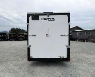 Thumbnail Photo of 2027 Royal 7x16 Enclosed Cargo Trailer V Nose Ramp Door White 7700lb GVW Extra Height (GSR)
