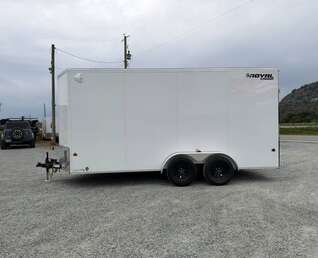Thumbnail Photo of 2027 Royal 7x16 Enclosed Cargo Trailer V Nose Ramp Door White 7700lb GVW Extra Height (GSR)