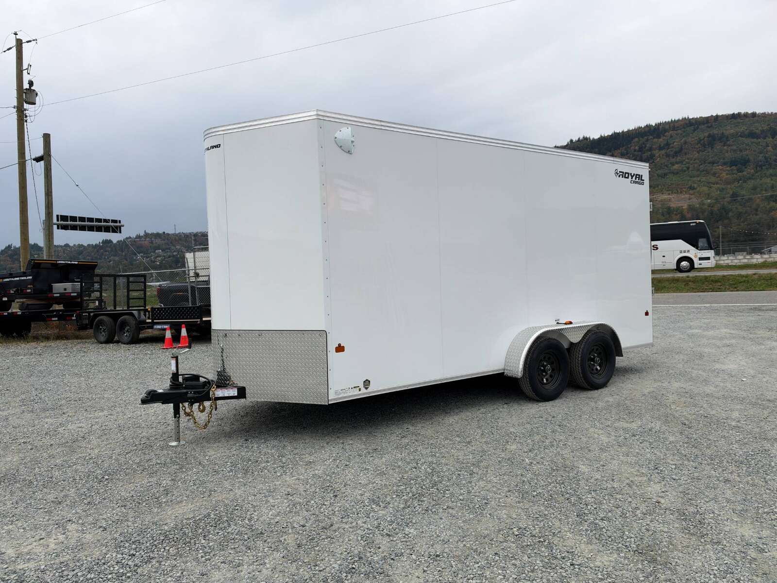 Photo of 2027 Royal 7x16 Enclosed Cargo Trailer V Nose Ramp Door White 7700lb GVW Extra Height (GSR)