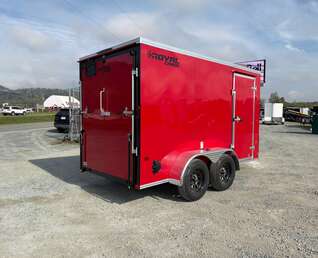 Thumbnail Photo of 2027 Royal Cargo 6x12 V Nose Cargo / Enclosed Trailer Ramp Door Red Tandem Axle 7700lb GVW (GSR)