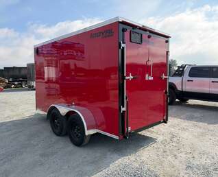 Thumbnail Photo of 2027 Royal Cargo 6x12 V Nose Cargo / Enclosed Trailer Ramp Door Red Tandem Axle 7700lb GVW (GSR)