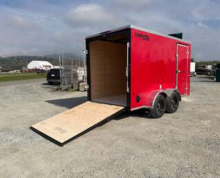 Thumbnail Photo of 2027 Royal Cargo 6x12 V Nose Cargo / Enclosed Trailer Ramp Door Red Tandem Axle 7700lb GVW (GSR)