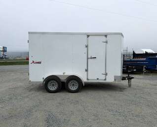 Thumbnail Photo of Pre Owned Used 2021 Mirage Cargo Enclosed V Nose Trailer 6x12 White w/ Barn Doors 7000lb GVW