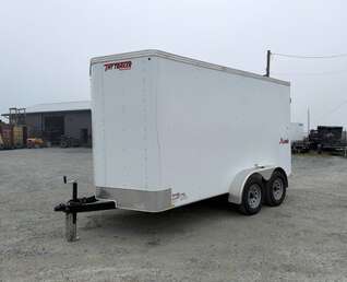 Thumbnail Photo of Pre Owned Used 2021 Mirage Cargo Enclosed V Nose Trailer 6x12 White w/ Barn Doors 7000lb GVW