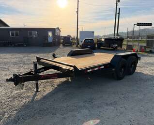 Thumbnail Photo of Pre Owned Used Mirage 7x14 Flat Deck Equipment Trailer 14,000lb GVW w/ Slide Out Ramps