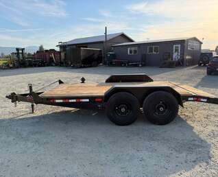 Thumbnail Photo of Pre Owned Used Mirage 7x14 Flat Deck Equipment Trailer 14,000lb GVW w/ Slide Out Ramps
