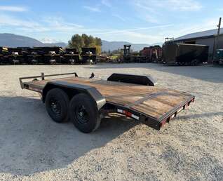 Thumbnail Photo of Pre Owned Used Mirage 7x14 Flat Deck Equipment Trailer 14,000lb GVW w/ Slide Out Ramps