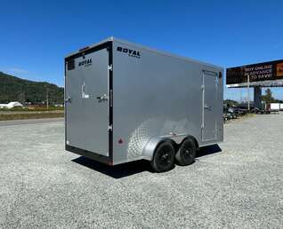 Thumbnail Photo of 2024 Royal Cargo 7X14 V Nose 7700LB GVW RAMP DOOR Enclosed Trailer Extra Tall SILVER