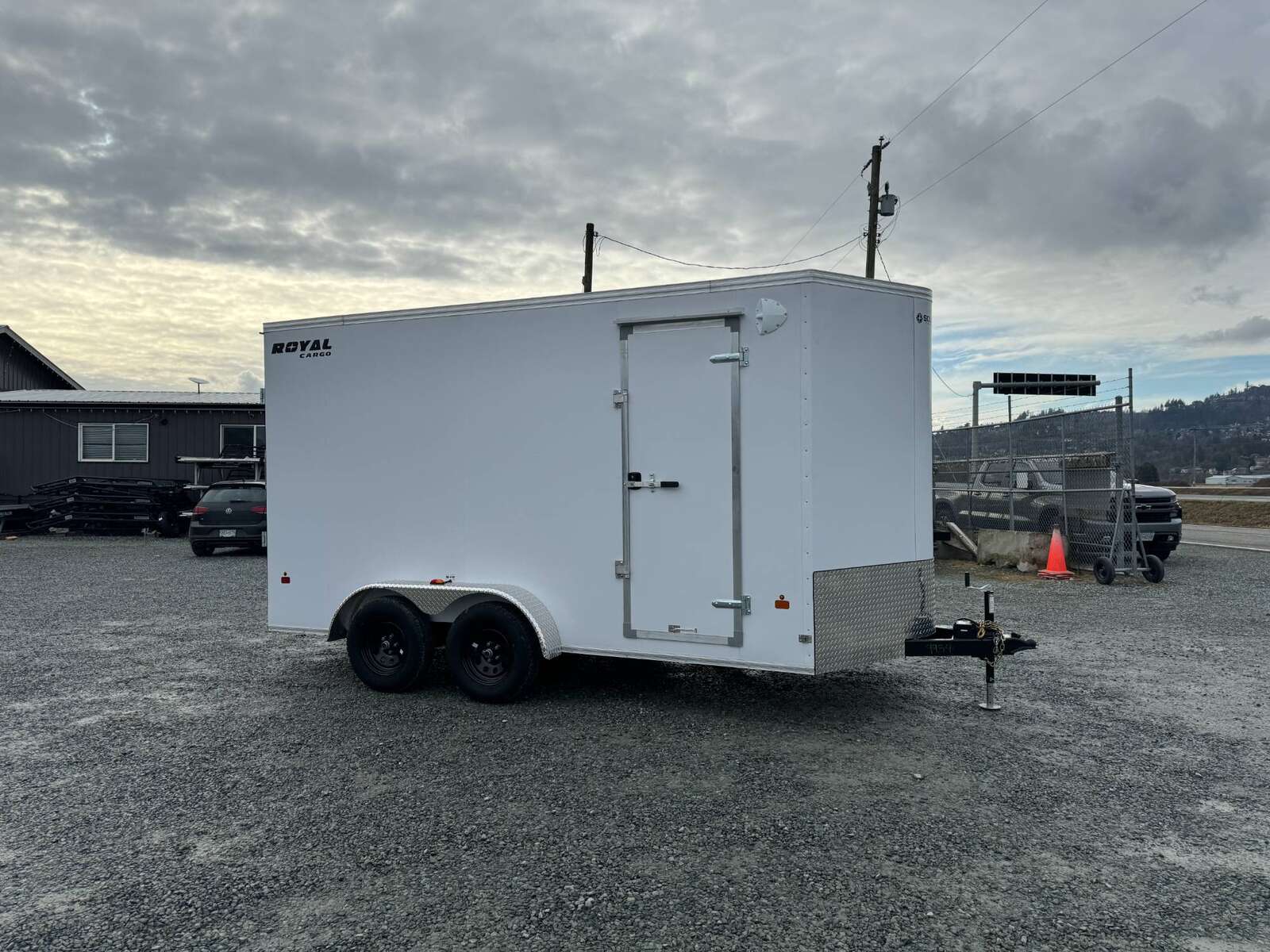 Photo of 2026 Royal 7x14 V Nose Cargo / Enclosed Trailer Extra Height Ramp Door White