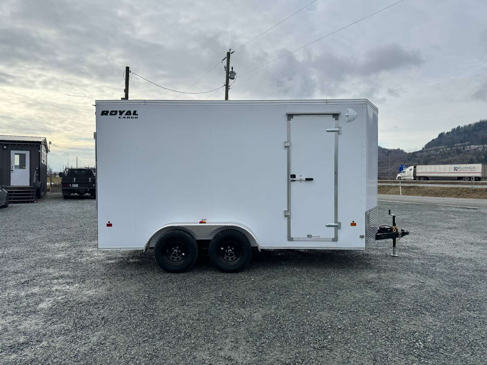 Photo of 2026 Royal 7x14 V Nose Cargo / Enclosed Trailer Extra Height Ramp Door White
