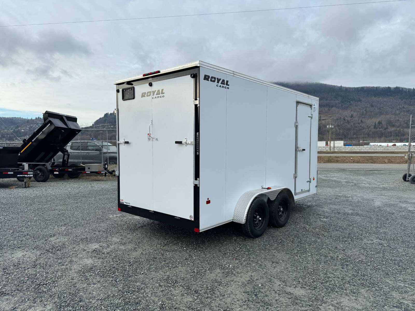 Photo of 2026 Royal 7x14 V Nose Cargo / Enclosed Trailer Extra Height Ramp Door White