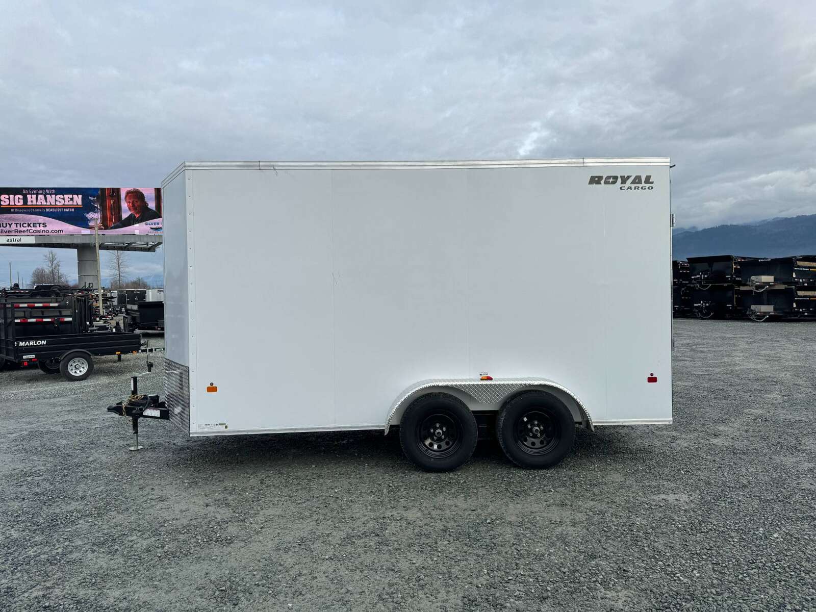 Photo of 2026 Royal 7x14 V Nose Cargo / Enclosed Trailer Extra Height Ramp Door White