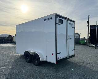 Thumbnail Photo of 2025 Royal Cargo 7X14 V Nose 7700LB GVW BARN DOORS WHITE Enclosed Trailer Extra Tall