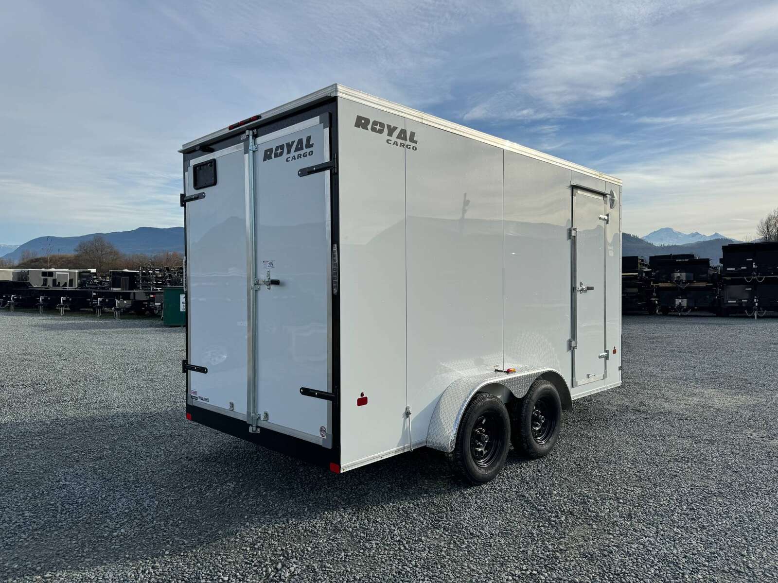 Photo of 2025 Royal Cargo 7X14 V Nose 7700LB GVW BARN DOORS WHITE Enclosed Trailer Extra Tall