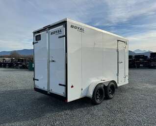 Thumbnail Photo of 2025 Royal Cargo 7X14 V Nose 7700LB GVW BARN DOORS WHITE Enclosed Trailer Extra Tall