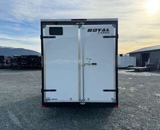 Thumbnail Photo of 2025 Royal Cargo 7X14 V Nose 7700LB GVW BARN DOORS WHITE Enclosed Trailer Extra Tall