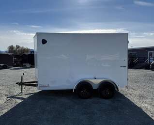 Thumbnail Photo of 2025 Mirage Trailers XE 7x12 V Nose Cargo / Enclosed Trailer Tandem Axle Extra Height Rear Barn Doors White 7000lb GVW