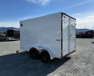 Thumbnail Photo of 2025 Mirage Trailers XE 7x12 V Nose Cargo / Enclosed Trailer Tandem Axle Extra Height Rear Barn Doors White 7000lb GVW