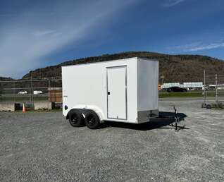 Thumbnail Photo of 2025 Mirage Trailers XE 7x12 V Nose Cargo / Enclosed Trailer Tandem Axle Extra Height Rear Barn Doors White 7000lb GVW