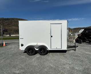 Thumbnail Photo of 2025 Mirage Trailers XE 7x12 V Nose Cargo / Enclosed Trailer Tandem Axle Extra Height Rear Barn Doors White 7000lb GVW